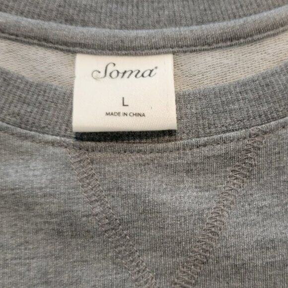 Soma Weekend Sweater Crew Pullover Blouse Combo Sz Large Gray White - Picture 3 of 11